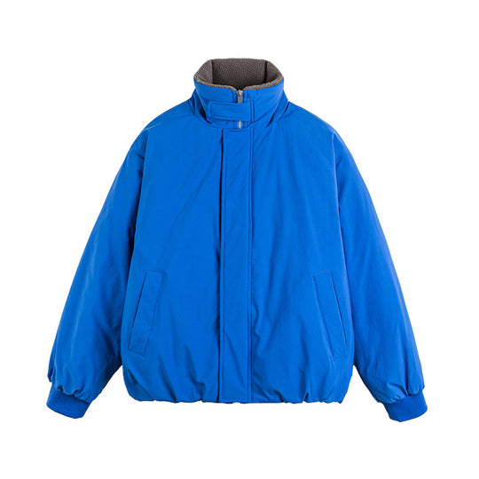 Unisex Kurz geschnittene Boxy‑Bomberjacke mit Teddy‑Umlegekragen und verdeckter Front Nord Taschen