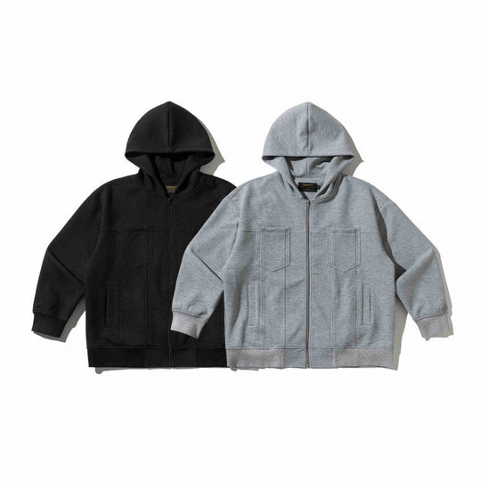 Unisex Oversize Kapuzen‑Zipjacke aus Waffelstrick mit Brust‑ und Eingrifftaschen Nord Taschen