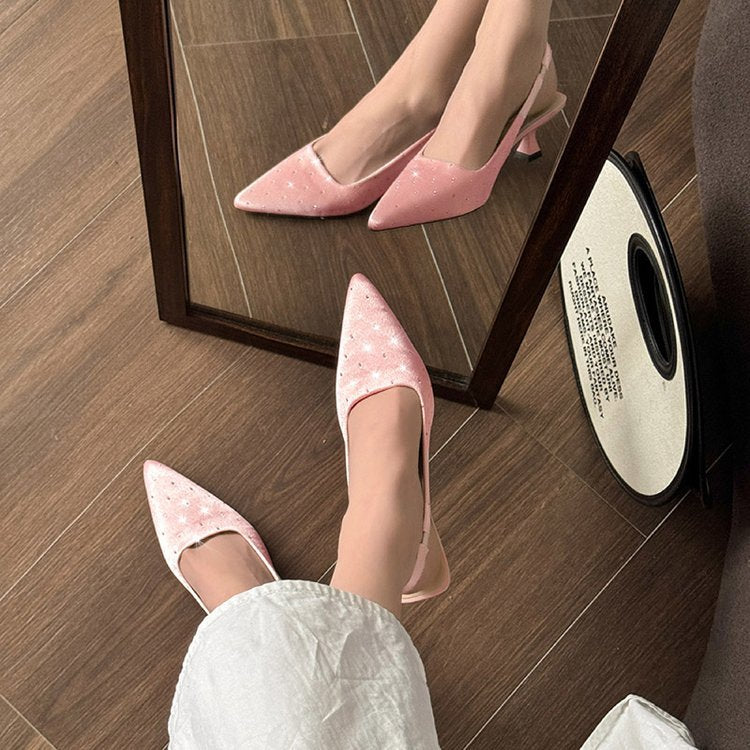 Damen glamouröse Slingback-Pumps mit feinen Glitzer-Applikationen und spitzem Design Nord Taschen