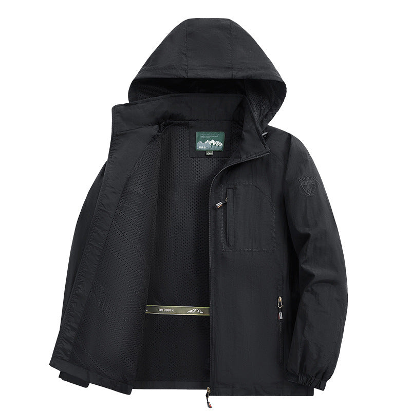 Herren  leichte wasserabweisende Übergangsjacke mit Kapuze und funktionalen Reißverschlusstaschen Nord Taschen