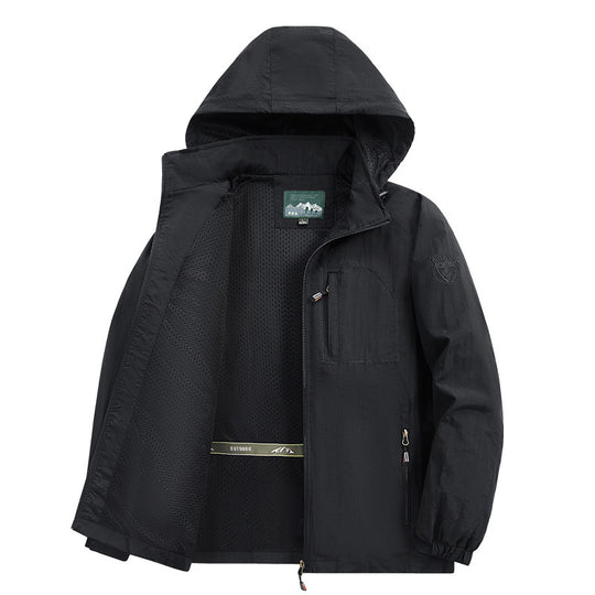 Herren  leichte wasserabweisende Übergangsjacke mit Kapuze und funktionalen Reißverschlusstaschen Nord Taschen