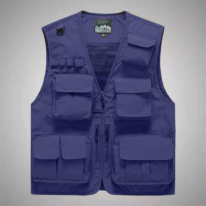 Herren Multifunktionale Utility-Weste mit Mehrfach-Taschen, Mesh‑Futter und Reißverschlussfront Nord Taschen