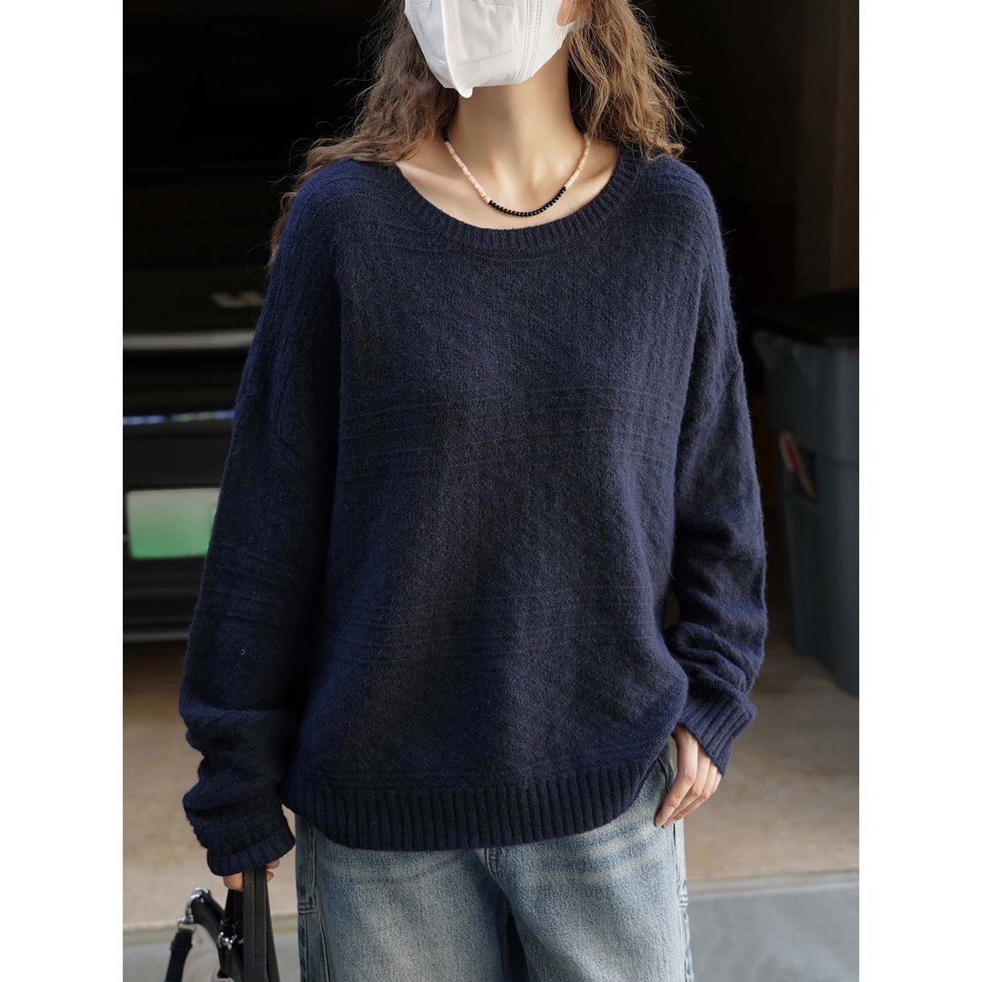 Damen Weicher Mohair-Optik Oversize-Pullover mit U-Boot-Ausschnitt Nord Taschen