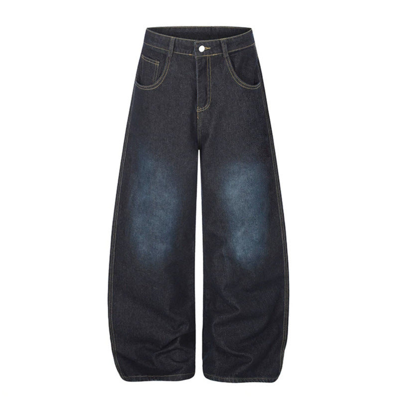 Damen High‑Waist Weite Palazzo-Jeans mit Statement-Patches und Retro-Embelishments Nord Taschen