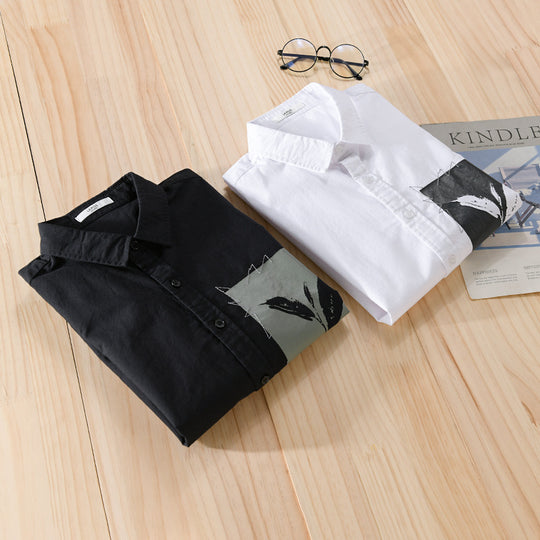 Herren Overshirt-Hemd mit Print-Patch und integriertem T-Shirt Nord Taschen