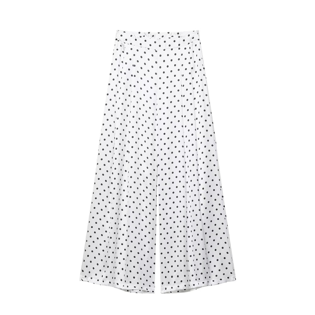 Damen Weite Palazzohose mit hoher Taille, Bein‑Schlitz und Punktmuster Nord Taschen