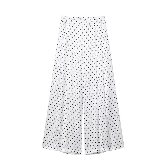 Damen Weite Palazzohose mit hoher Taille, Bein‑Schlitz und Punktmuster Nord Taschen