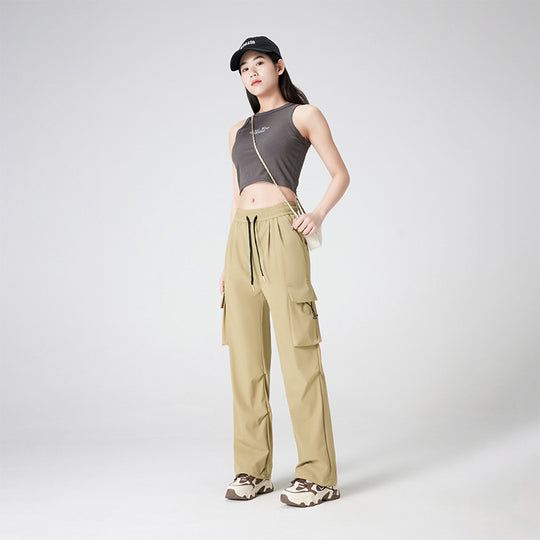 Damen Cargohose im Outdoor-Stil mit Kordelbund, großen Seitentaschen und verstellbarem Saum Nord Taschen