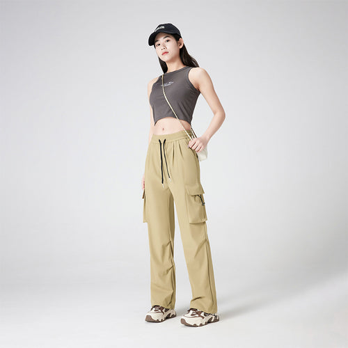 Damen Cargohose im Outdoor-Stil mit Kordelbund, großen Seitentaschen und verstellbarem Saum Nord Taschen