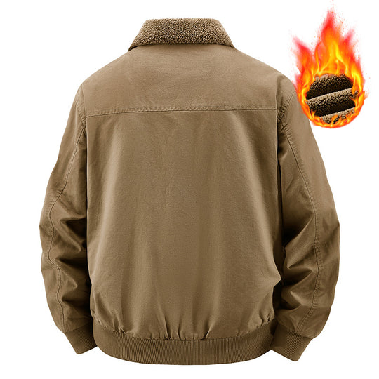 Herren Thermo-Bomberjacke im Vintage-Stil mit Teddyplüsch-Futter und Mehrfach-Taschen Nord Taschen