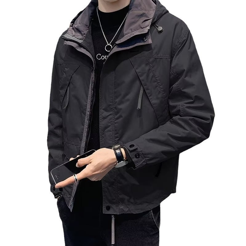 Herren Leichte Funktionsjacke mit Kapuze, wasserabweisender Mikro-Finish und Multifunktions-Taschen Nord Taschen