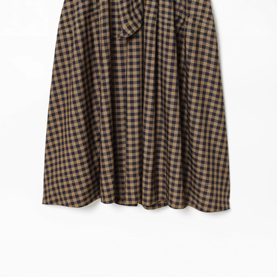 Damen Wickelkleid mit Vichy-Karo, Hemdkragen und Taillenband Nord Taschen