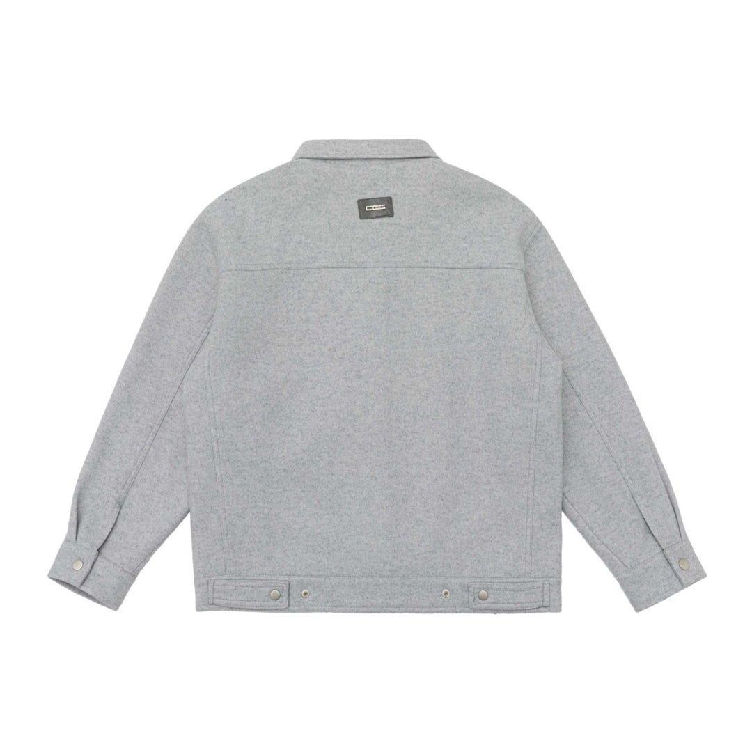 Herren Boxy-Wollmix-Blousonjacke mit Druckknopffront und aufgesetzten Pattentaschen Nord Taschen