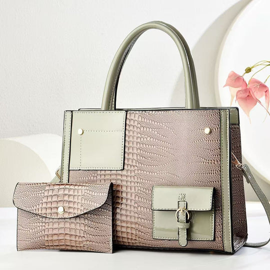 Damen Handtasche mit strukturiertem Schlangenleder-Look und abnehmbarer Mini-Clutch Nord Taschen