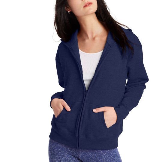 Damen Kapuzen-Sweatjacke mit durchgehendem Reißverschluss, Kängurutaschen und gerippten Bündchen Nord Taschen
