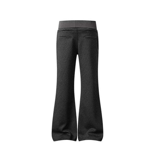 Damen Weite Flared-Loungehose mit hohem Komfortbund, Kordelzug und feiner Streifenstruktur Nord Taschen