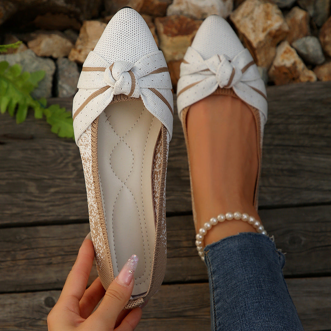 Damen modische Ballerinas mit flexiblem Fußbett und eleganter Schleifenverzierung
