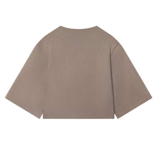 Damen Kurzgeschnittene Strickjacke mit überbreiten Ärmeln und bezogenen Knöpfen Nord Taschen