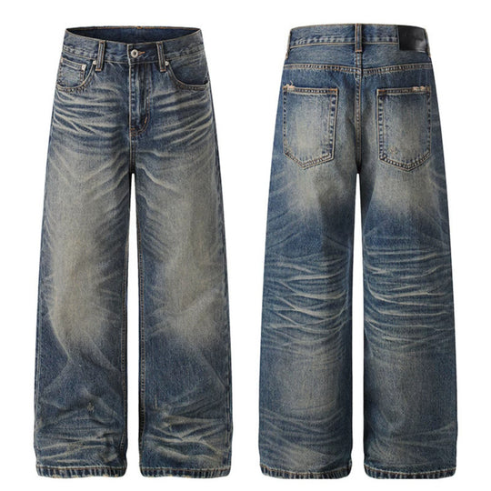 Damen Hochtaillierte weite Denim-Culotte mit Used‑Wash und ausgestellter Silhouette Nord Taschen