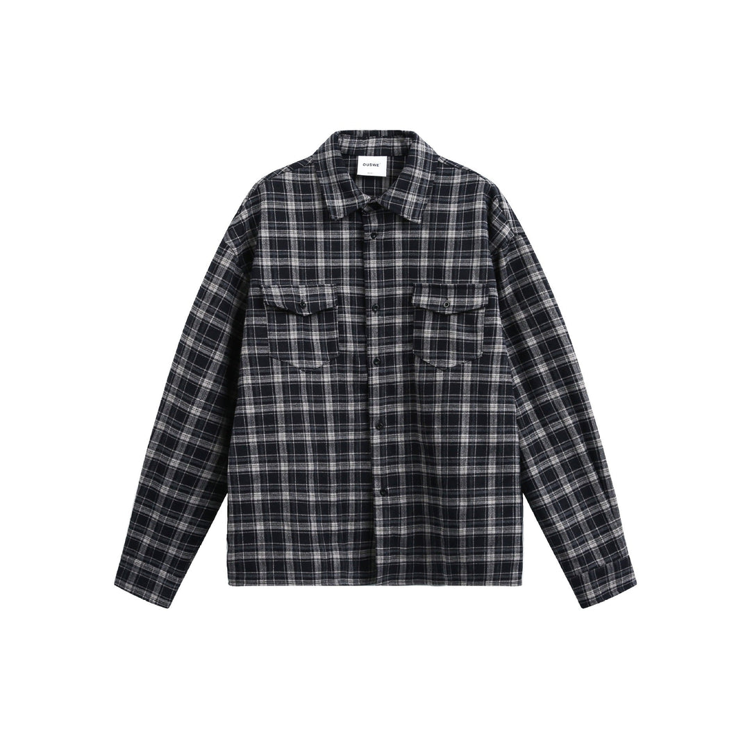 Herren Karierter Flanell-Overshirt-Jacke mit aufgesetzten Brusttaschen Nord Taschen