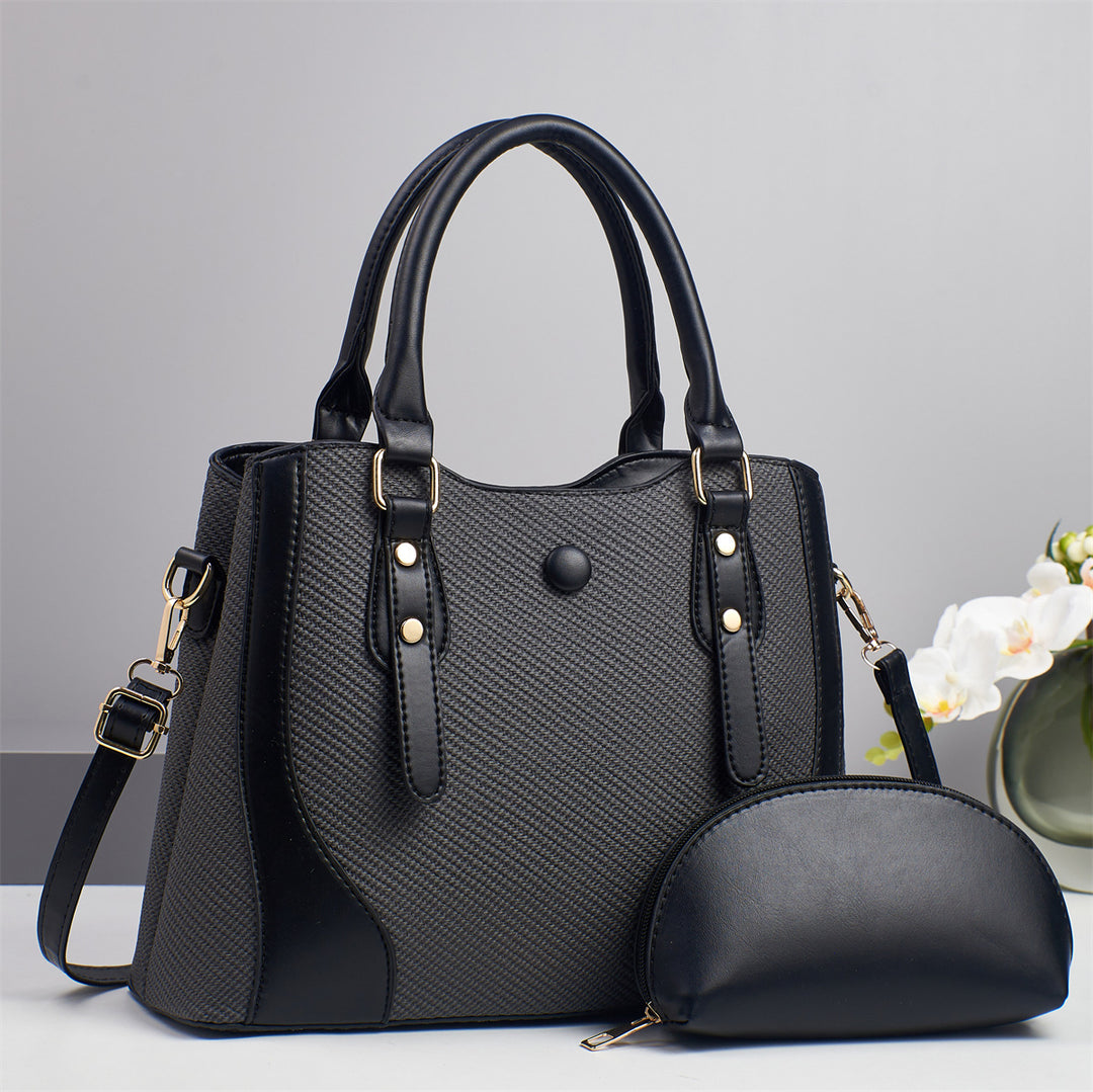 Damen elegante Handtasche mit strukturiertem Obermaterial und abnehmbarer Mini-Clutch Nord Taschen