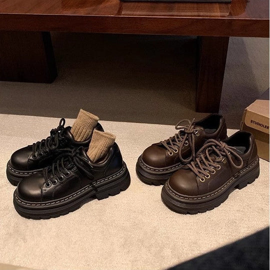 Damen Chunky Schnürschuhe mit rutschfester Profilsohle und stilvollem Design