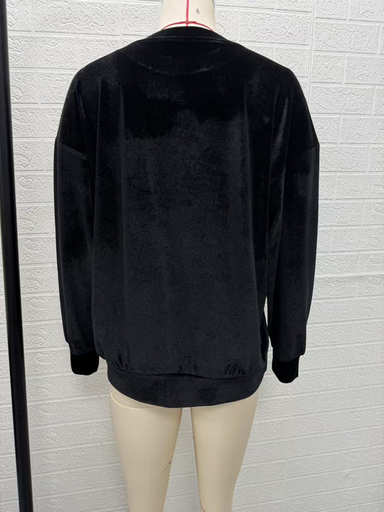 Damen Weicher Oversize-Samtpullover mit hohem Rundhals und überschnittenen Ärmeln Nord Taschen
