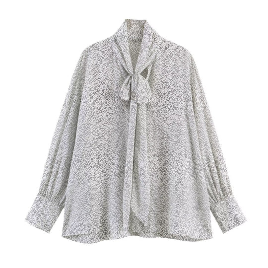 Damen Oversize-Bluse mit Schleifenkragen und Ballonärmeln Nord Taschen