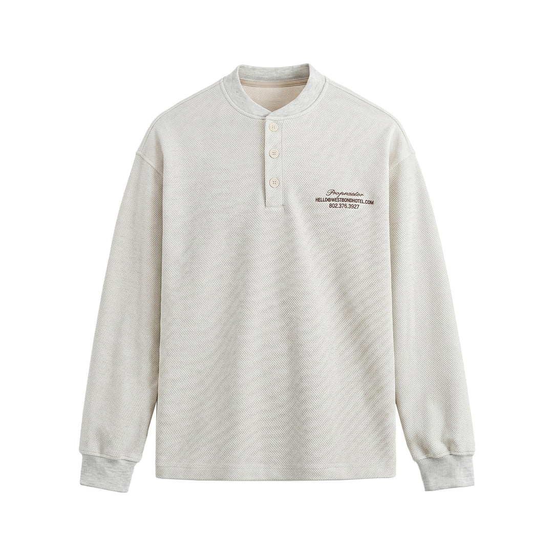 Unisex Strukturierter Henley-Pullover mit Knopfleiste und geripptem Stehkragen Nord Taschen