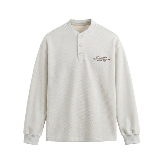 Unisex Strukturierter Henley-Pullover mit Knopfleiste und geripptem Stehkragen Nord Taschen