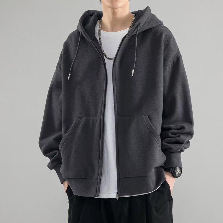 Herren Oversize-Kapuzenjacke mit durchgehendem Reißverschluss, doppellagiger Kapuze und Kängurutaschen Nord Taschen