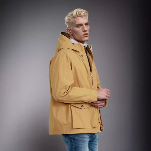 Herren Kurze wetterfeste Kapuzenjacke im Field-Style mit großen Pattentaschen Nord Taschen