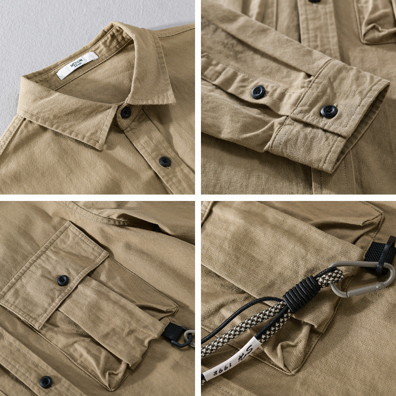 Herren Utility-Overshirt mit Doppel-Brusttaschen und Karabinerdetail Nord Taschen