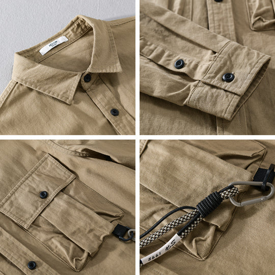 Herren Utility-Overshirt mit Doppel-Brusttaschen und Karabinerdetail Nord Taschen
