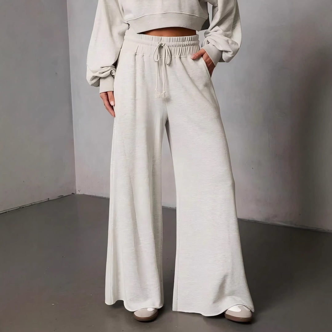 Damen weite High-Waist Loungehose mit Kordelzug und Seitentaschen Nord Taschen