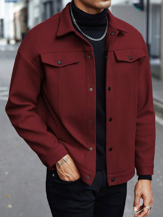 Herren nan Hemdjacke aus Wollmischung mit Druckknöpfen und Pattentaschen Nord Taschen