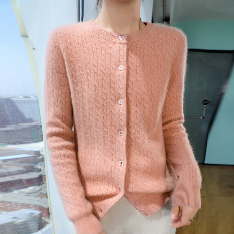 Damen Kurzgeschnitteter Feinstrick-Cardigan mit dezenter Struktur und Rundhalsausschnitt Nord Taschen