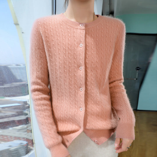 Damen Kurzgeschnitteter Feinstrick-Cardigan mit dezenter Struktur und Rundhalsausschnitt Nord Taschen