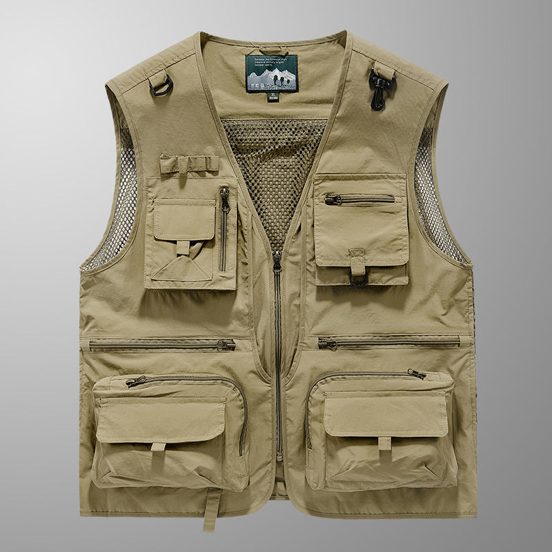 Herren Multifunktionale Angler- und Utility‑Weste mit Mesh‑Einsätzen und Mehrfach‑Taschen Nord Taschen