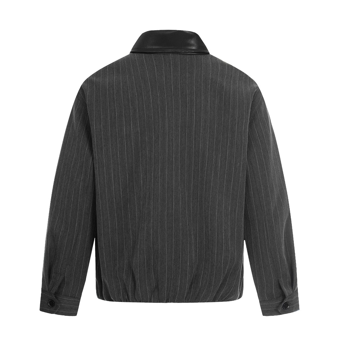 Herren Kurzboxy-Blousonjacke aus Leinenoptik mit Lederkragen Nord Taschen