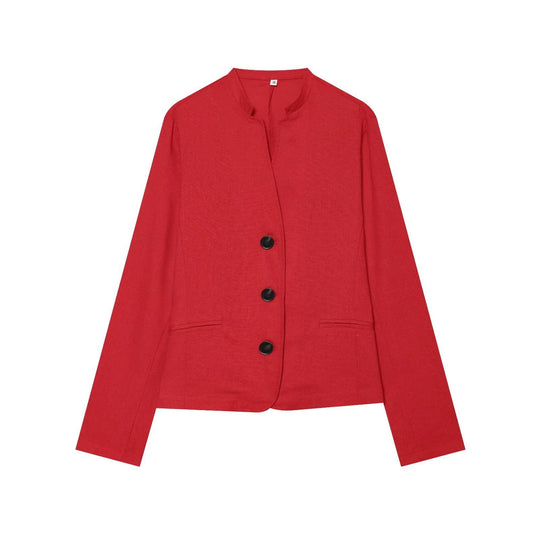 Damen Kurzblazer mit Stehkragen, taillierter Silhouette und Knopfverschluss Nord Taschen