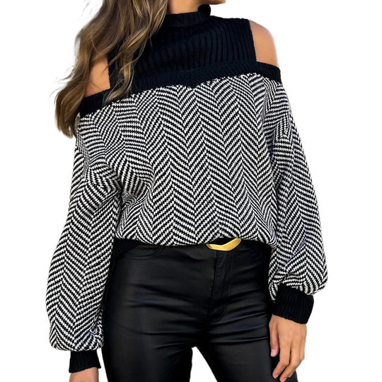 Damen Modischer Pullover mit Schulterauschnitten Nord Taschen