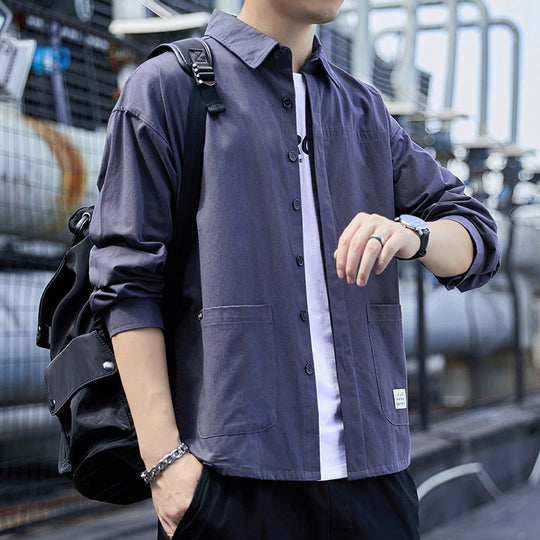 Herren Overshirt im leichten Canvas‑Utility‑Style mit Hemdkragen und aufgesetzten Taschen Nord Taschen