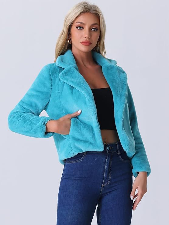 Damen Kurzblouson aus samtigem Faux‑Fur mit fallendem Revers und figurfreundlichem Cropped‑Schnitt Nord Taschen