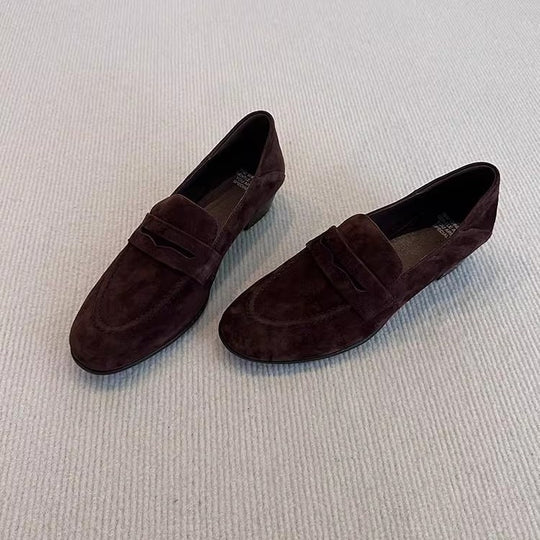Damen Glattleder-Loafer mit niedrigem Blockabsatz und klassischem Penny-Steg Nord Taschen