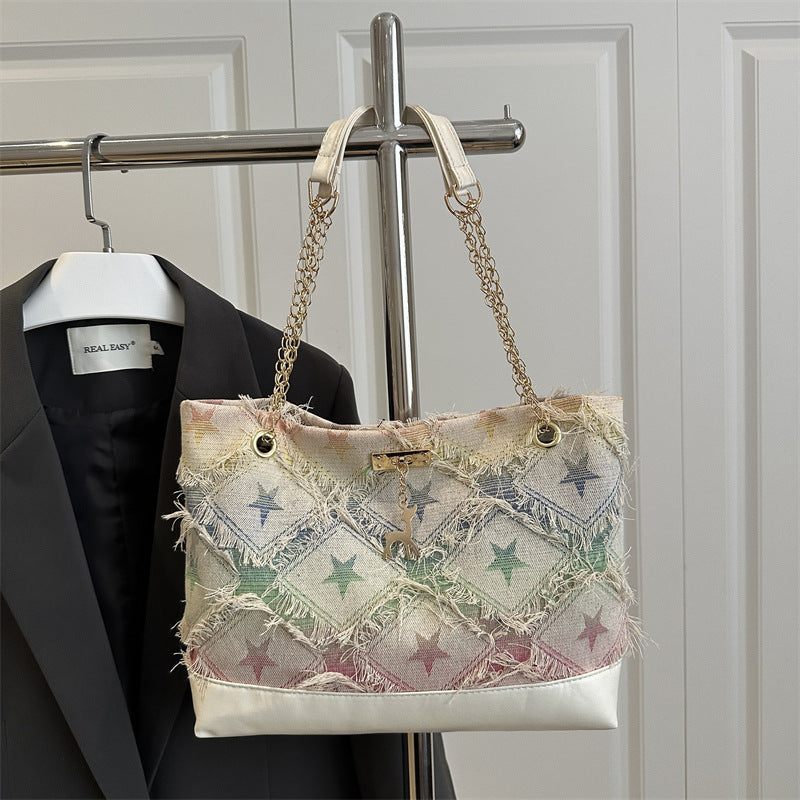 Damen modische Handtasche mit fransigem Sternenmuster Nord Taschen