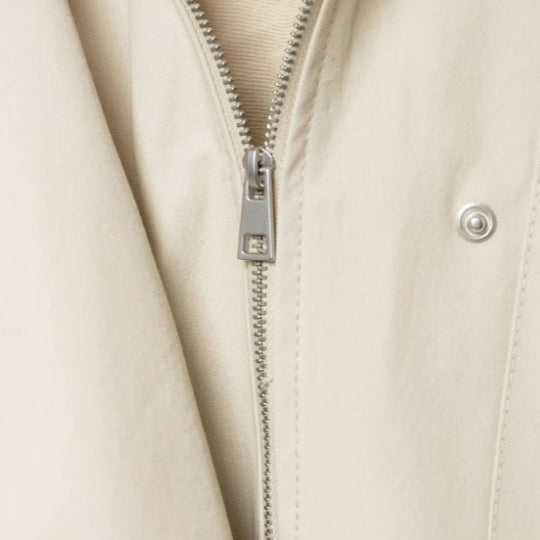 Damen Kurz geschnittene Wollmix-Jacke mit Stehkragen, Reißverschluss und Ballonärmeln Nord Taschen