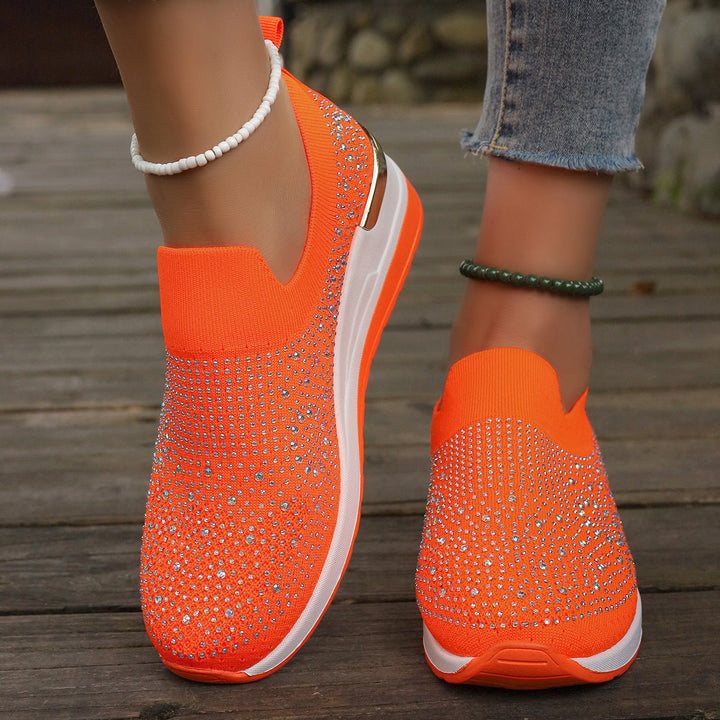 Damen Glitzernde Slip-On Sneakers mit bequemer und dämpfender Sohle
