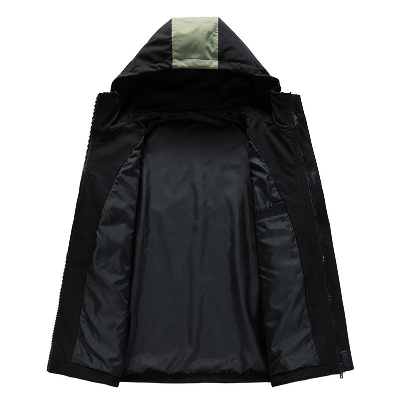 Herren Wasserabweisende Kapuzen-Fieldjacke im Colorblock-Utility-Design mit Brusttasche Nord Taschen