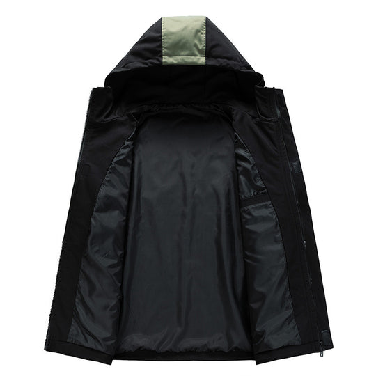Herren Wasserabweisende Kapuzen-Fieldjacke im Colorblock-Utility-Design mit Brusttasche Nord Taschen
